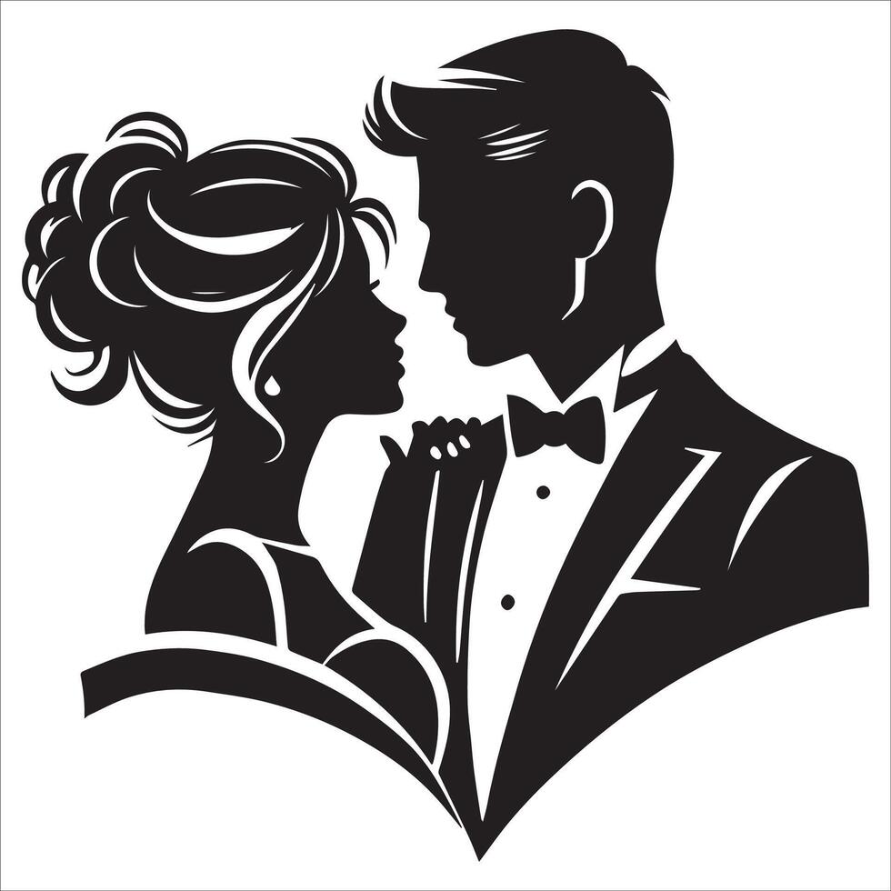 Timeless Bride and Groom Silhouette Design - Happy Valentine's Day vector