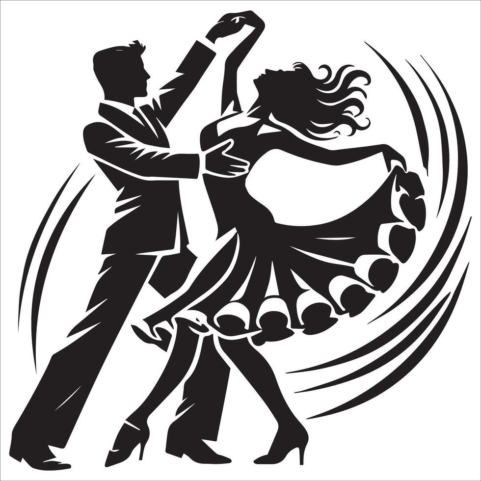 Timeless Salsa Dancers Silhouette Design vector