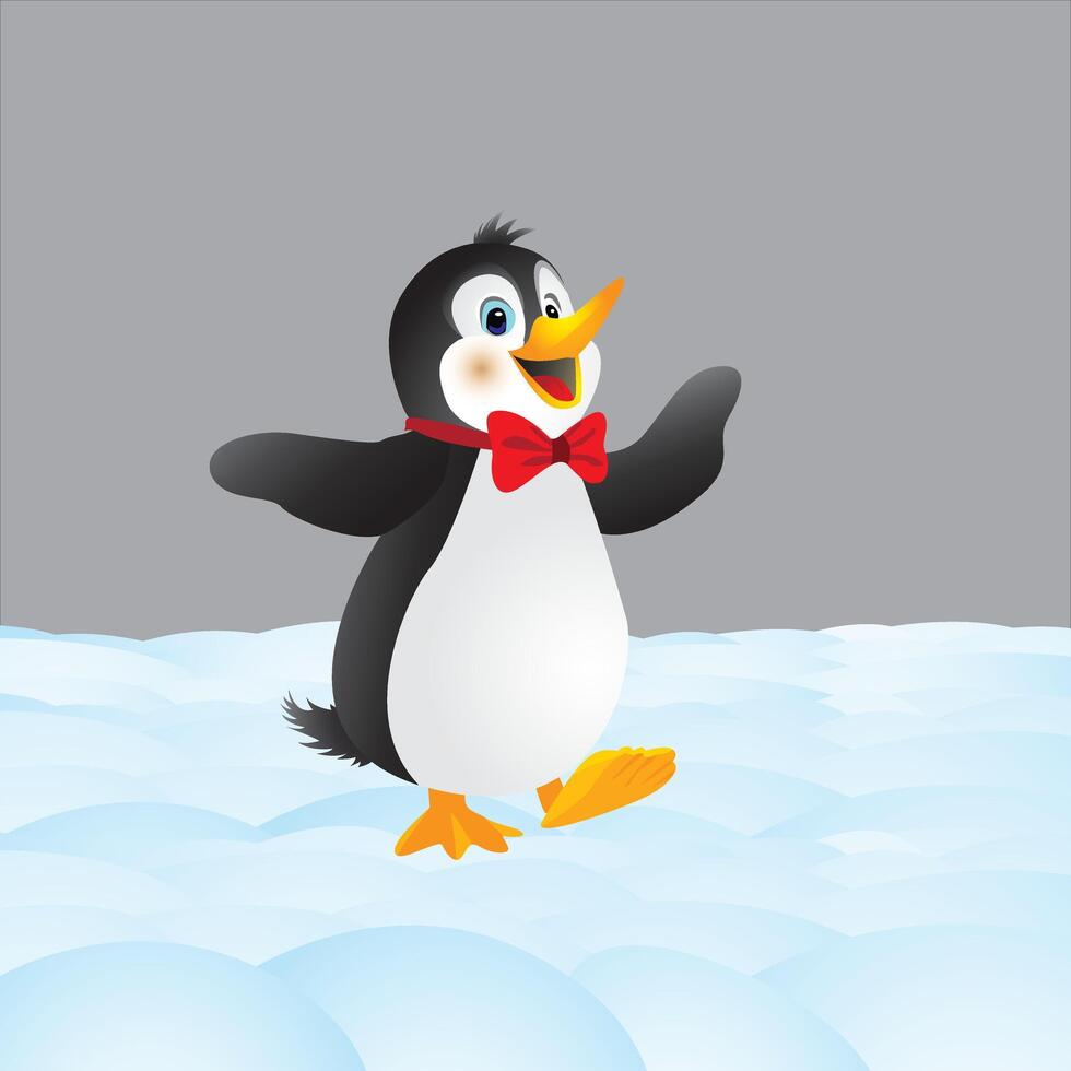A penguin smileing and dancing . vector