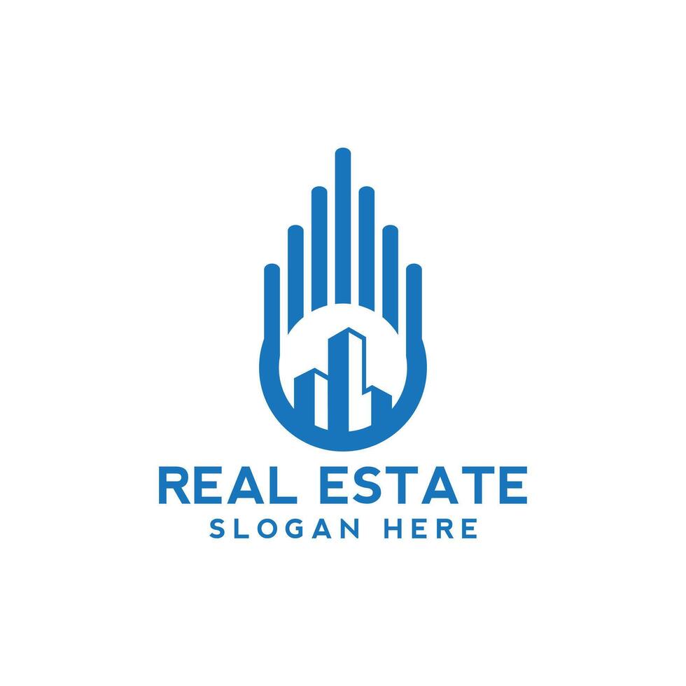 real estate logo template, blue color, Real estate design element vector