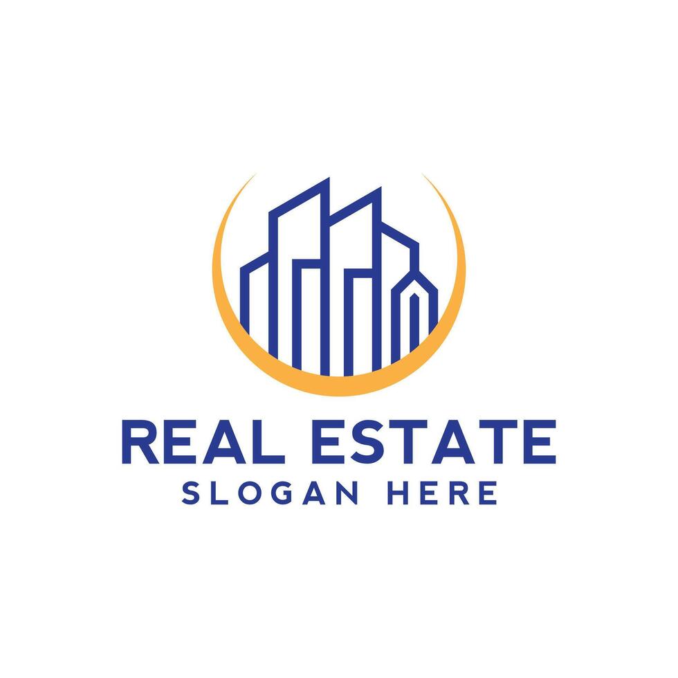 real estate logo template, blue colors, Real Estate Logo, house, stock Illustrator illustration vector