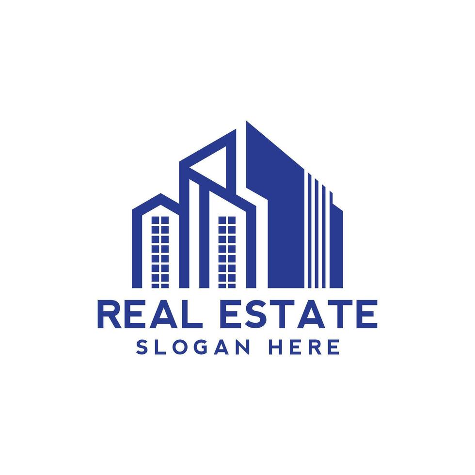 real estate logo template, blue colors, real estate letter H house logo concept architecture home construction company logo realty rent symbol icon Illustrator template vector