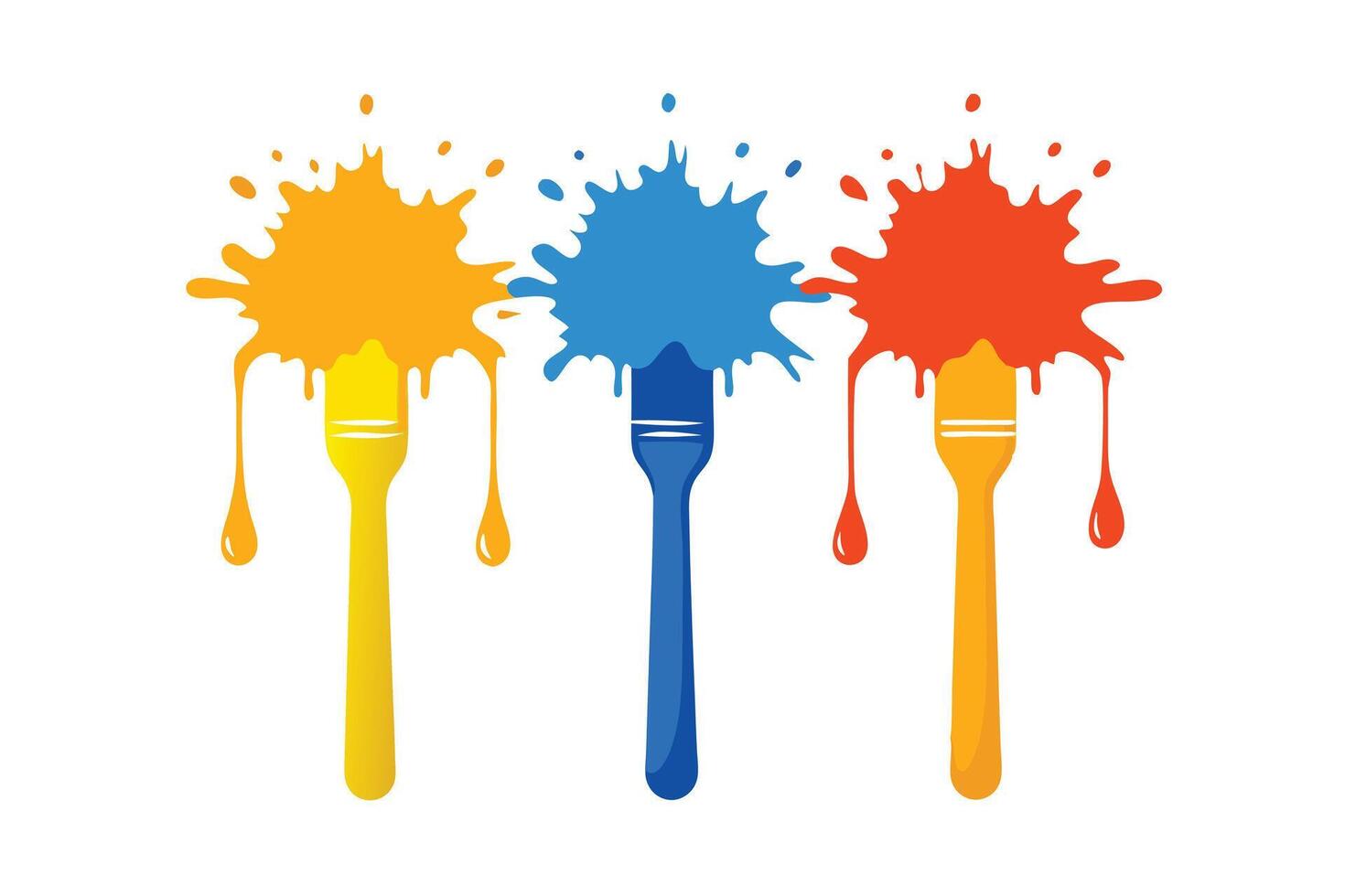 Colorful Paintbrushes Dripping with Vibrant Hues vector