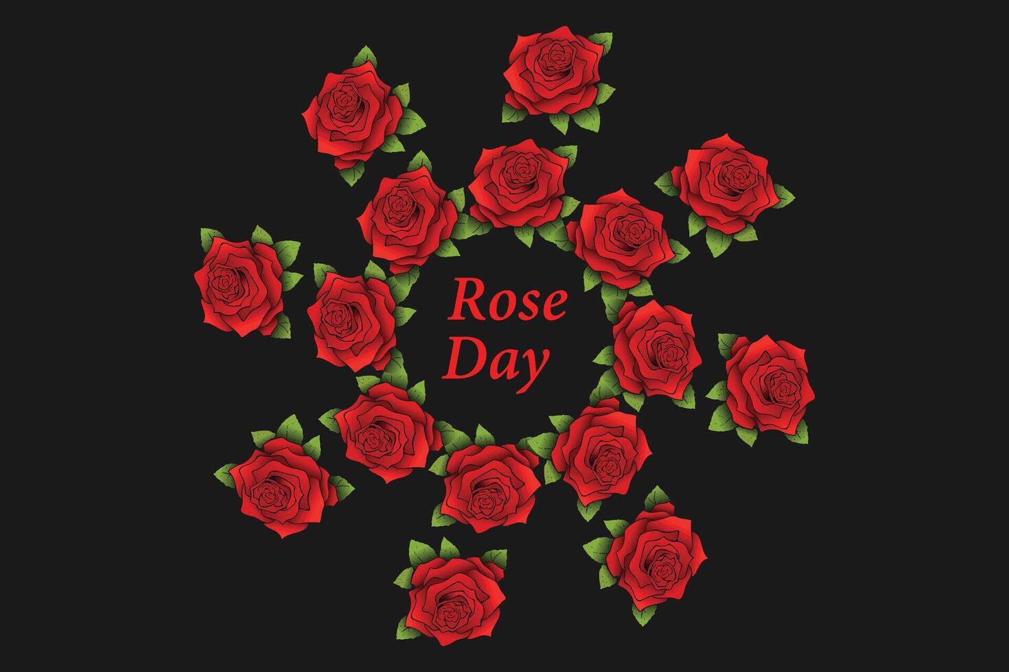Red roses and hearts composition on black background.Romantic background .Valentines Day,Rose day. vector