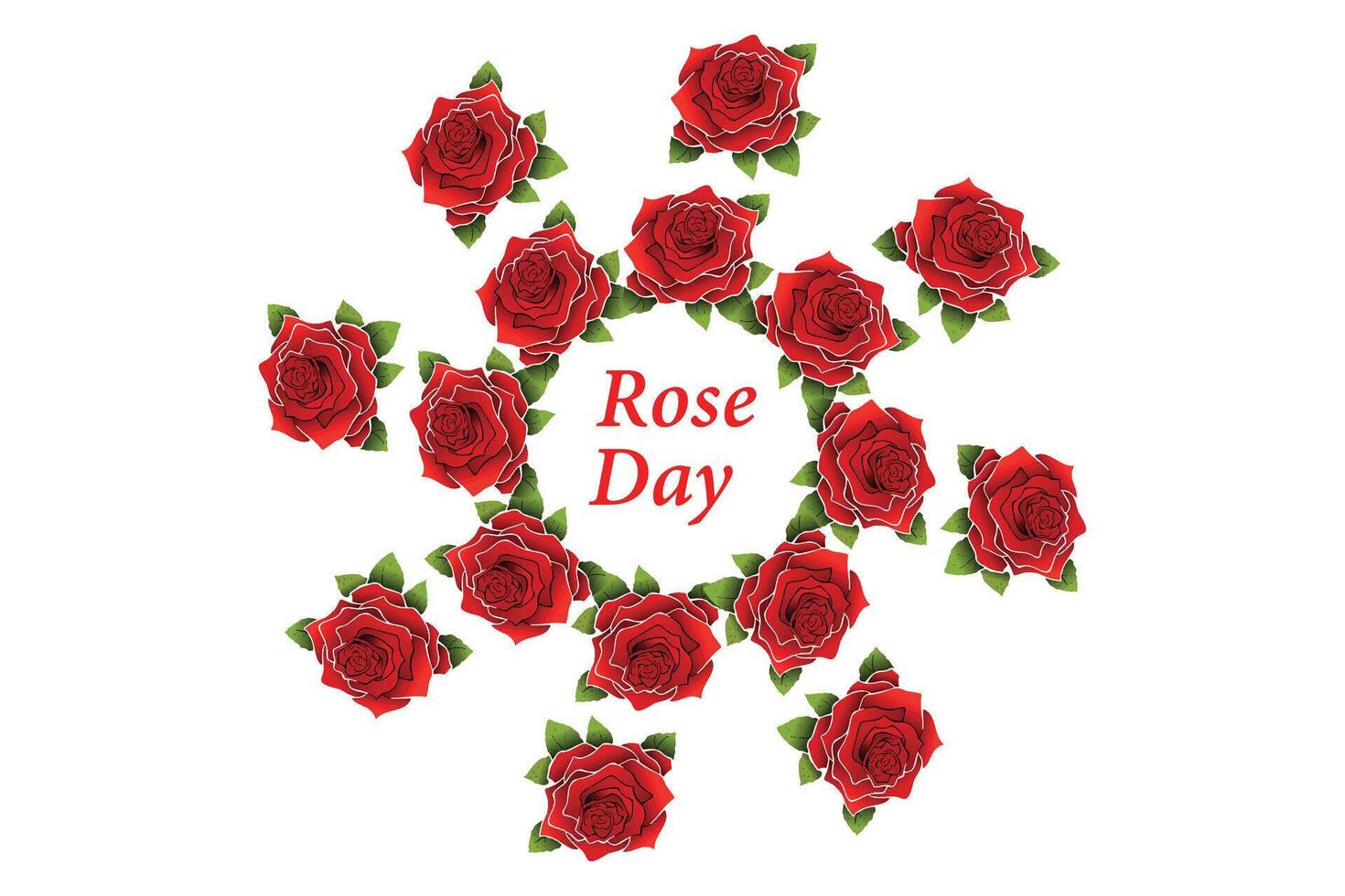 Red roses and hearts composition on white background. Romantic background vector