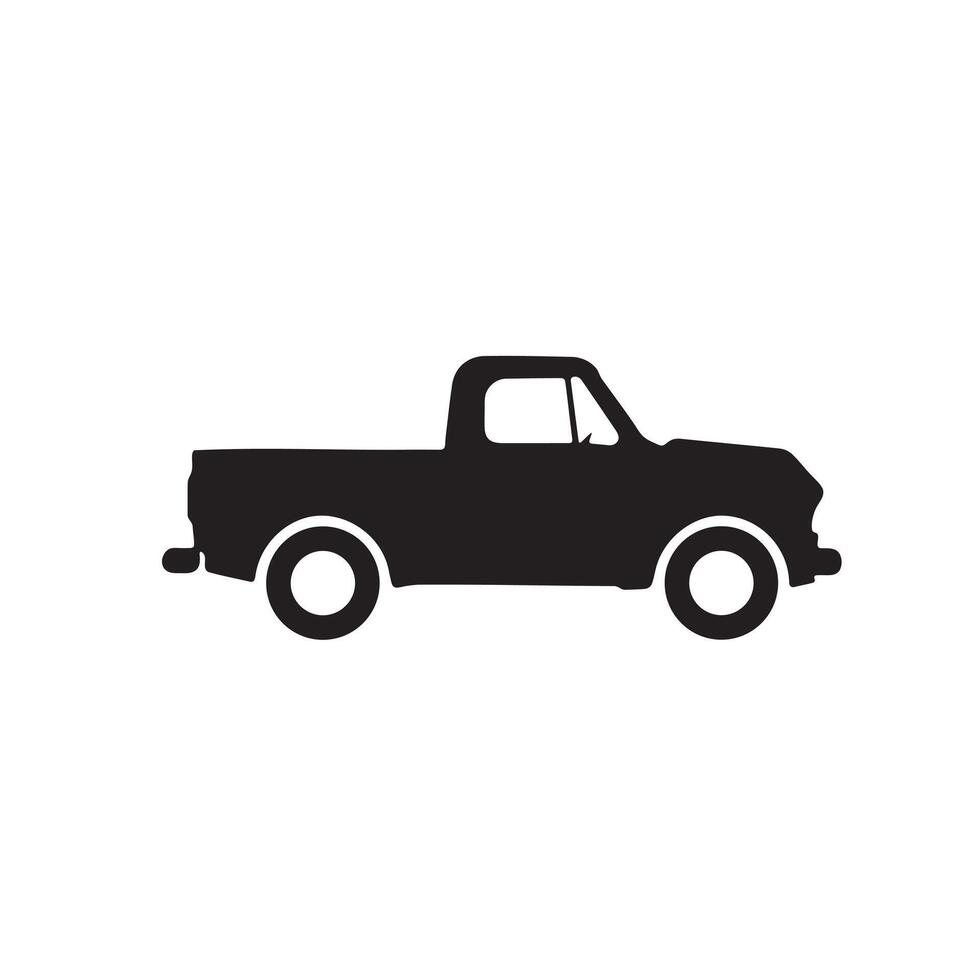 A midsize pickup truck icon silhouette on white background vector