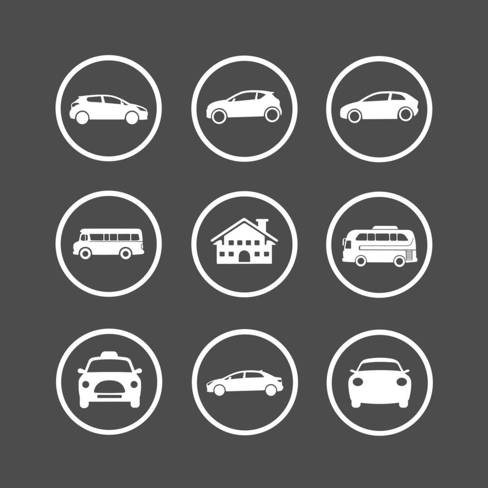 Transportation cars icon set with a big home vector