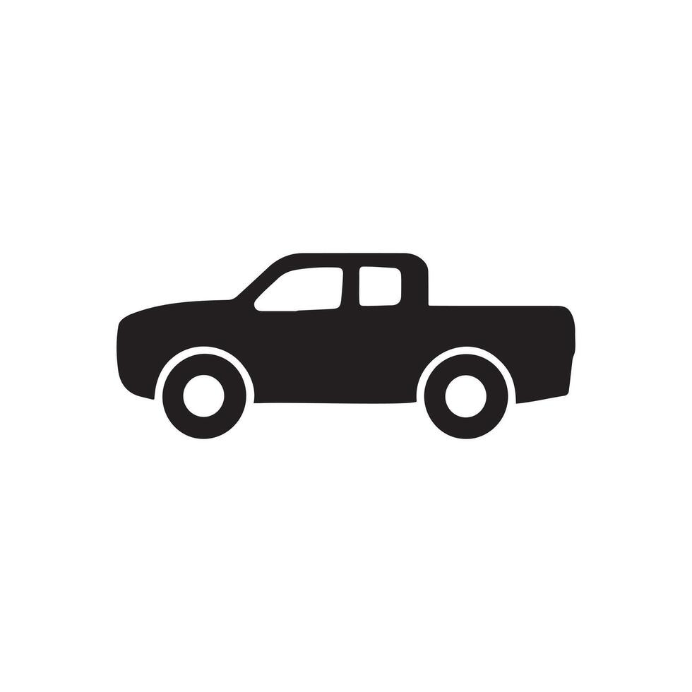 A small pickup truck icon silhouette on white background vector