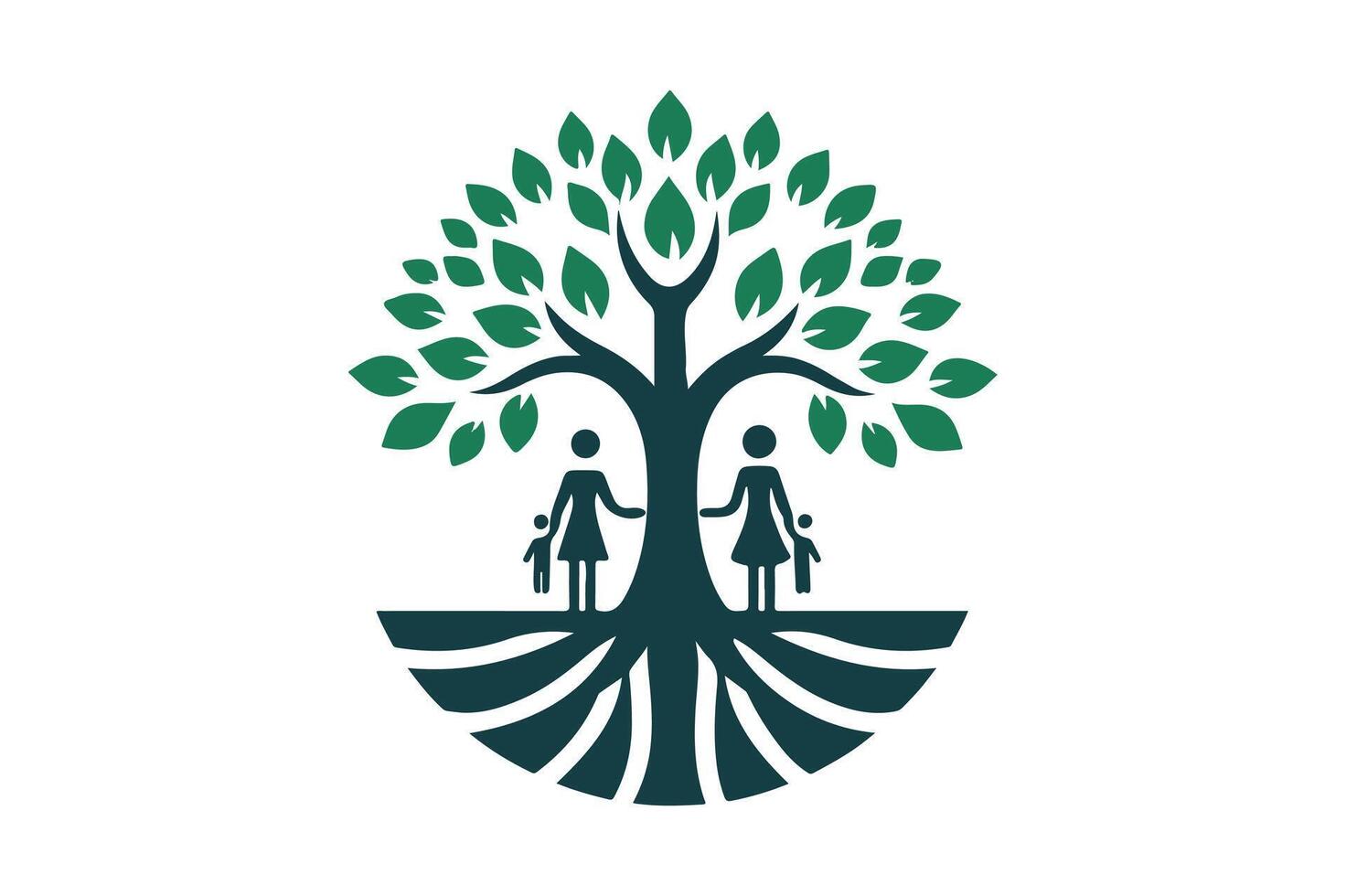 a tree with two people holding hands vector