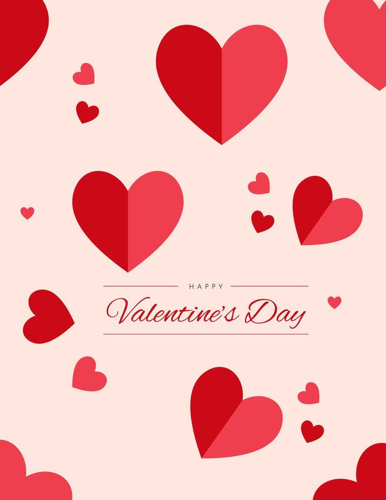 Valentine's day card with red heart. beautiful background illustration. vector