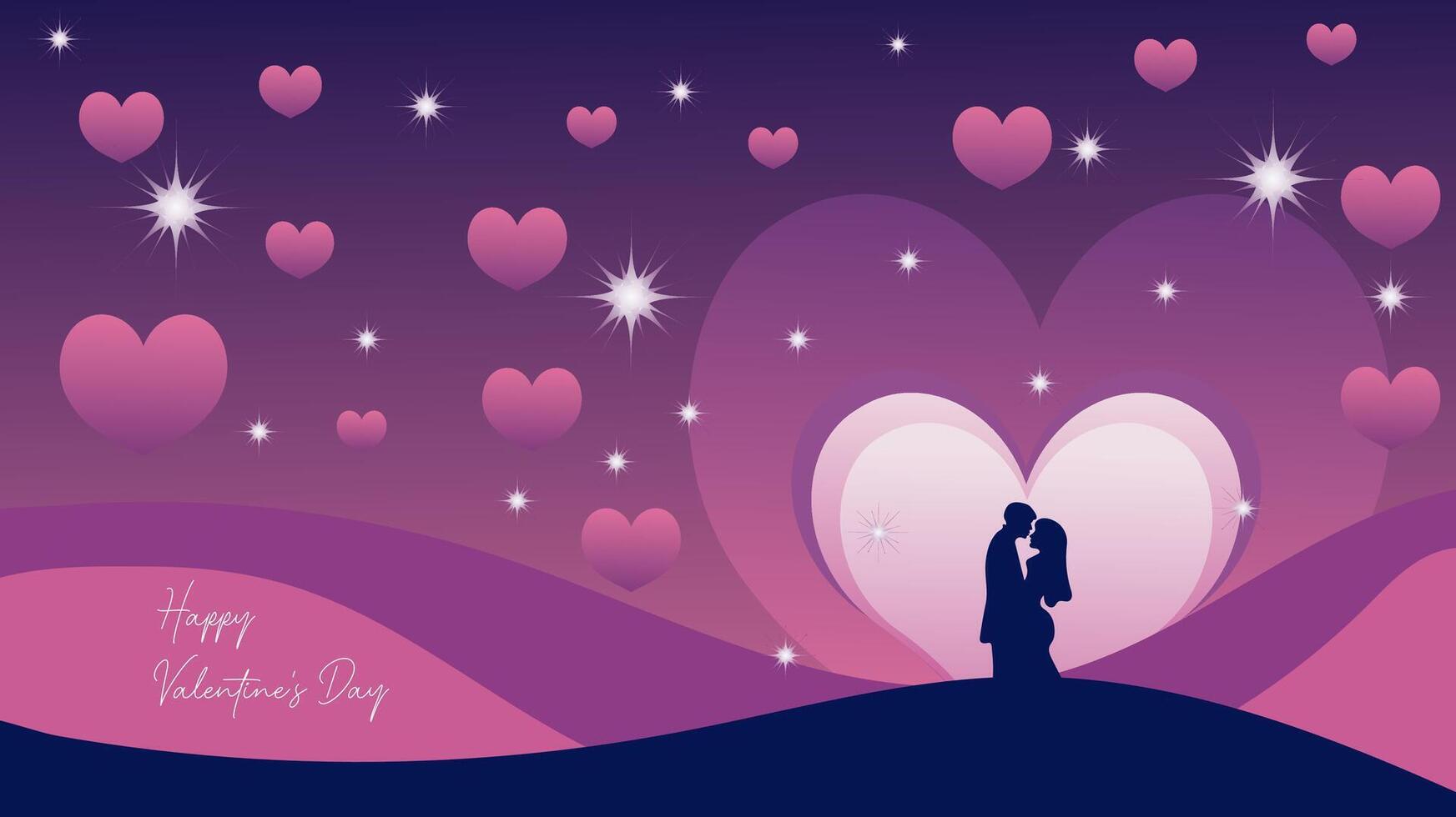 valentine's day background with couple in love, illustration vector