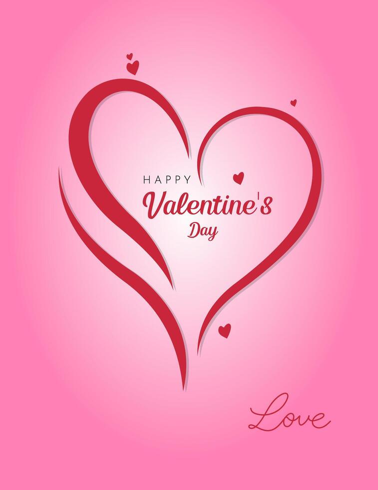 Valentine's day card with red heart. illustration. vector