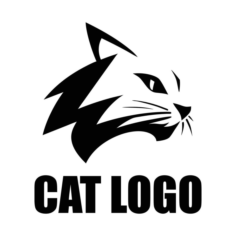 Cat Pet face logo silhouette icon black and white vector