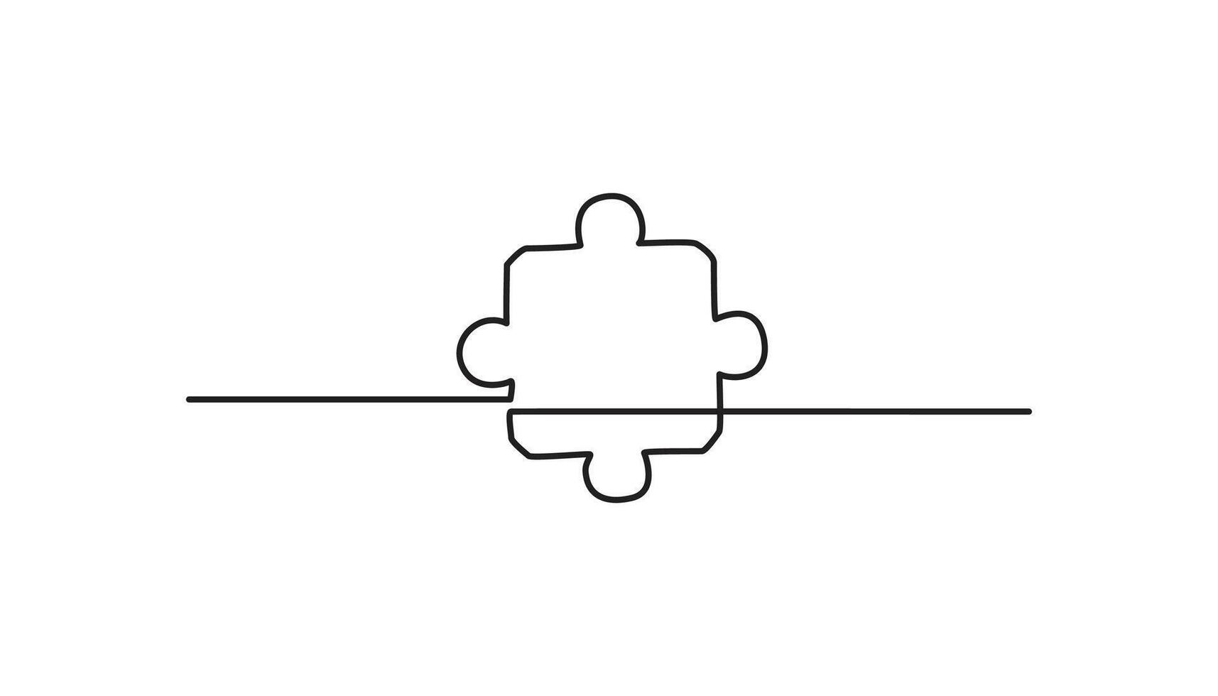 jigsaw puzzle continuous one line drawing art line vector