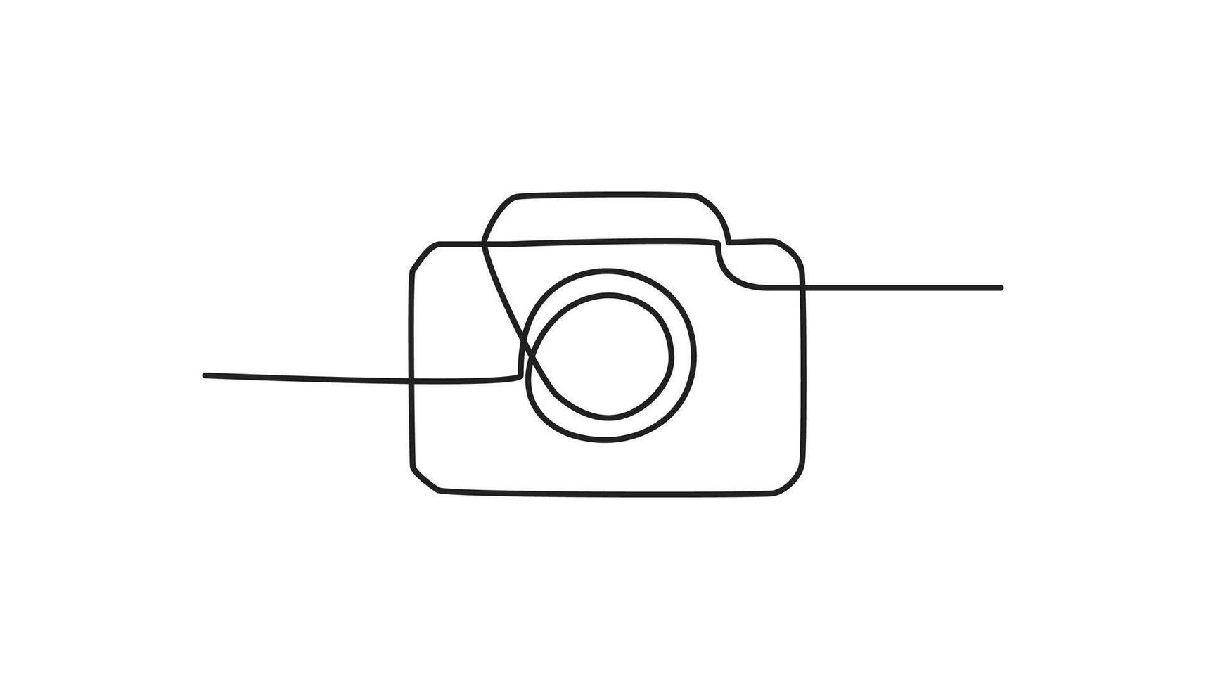 camera continuous one line drawing vector