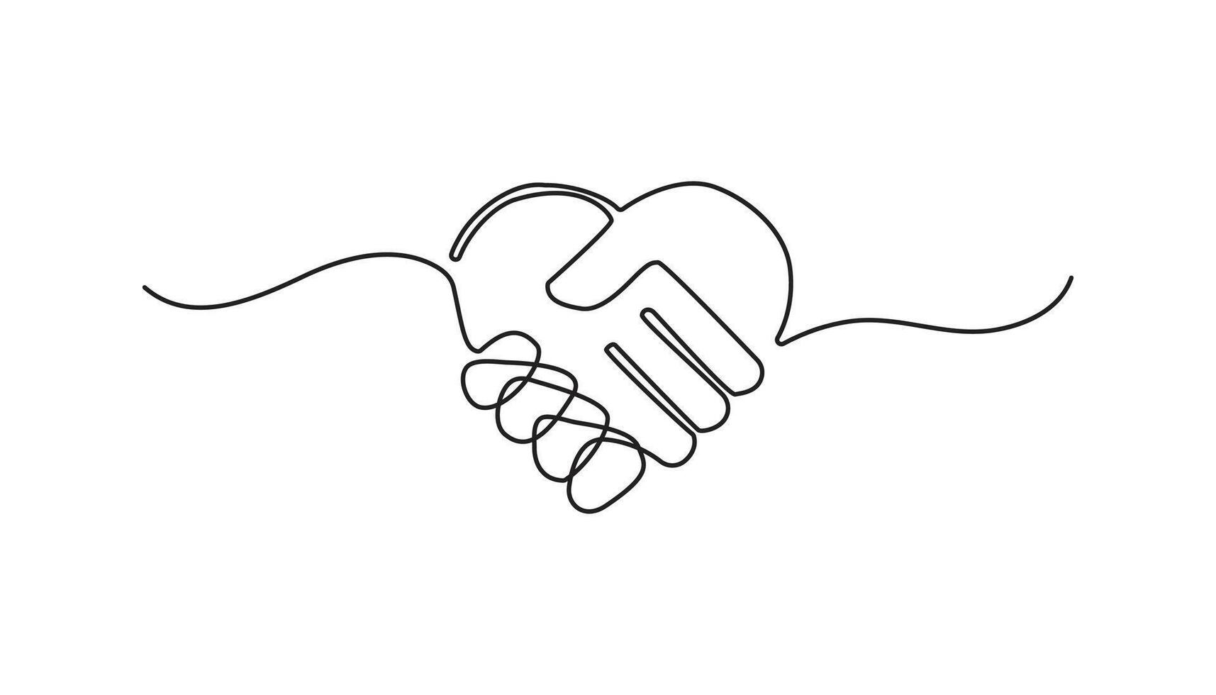 businessman shaking hands continuous one line drawing art finance vector