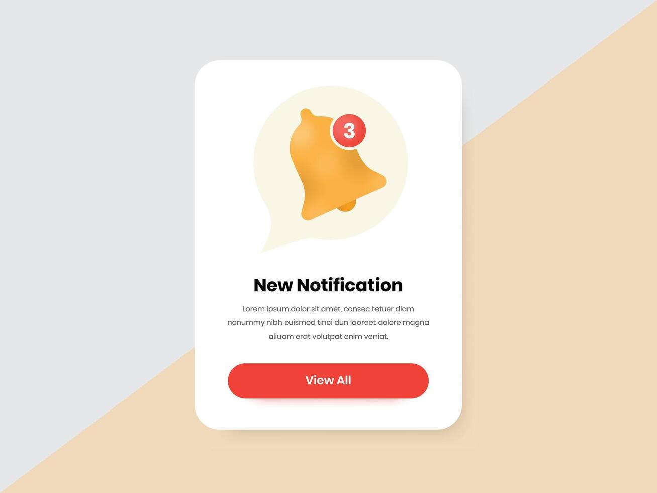 Notification popup design for web and mobile app with simple bell icon illustration vector