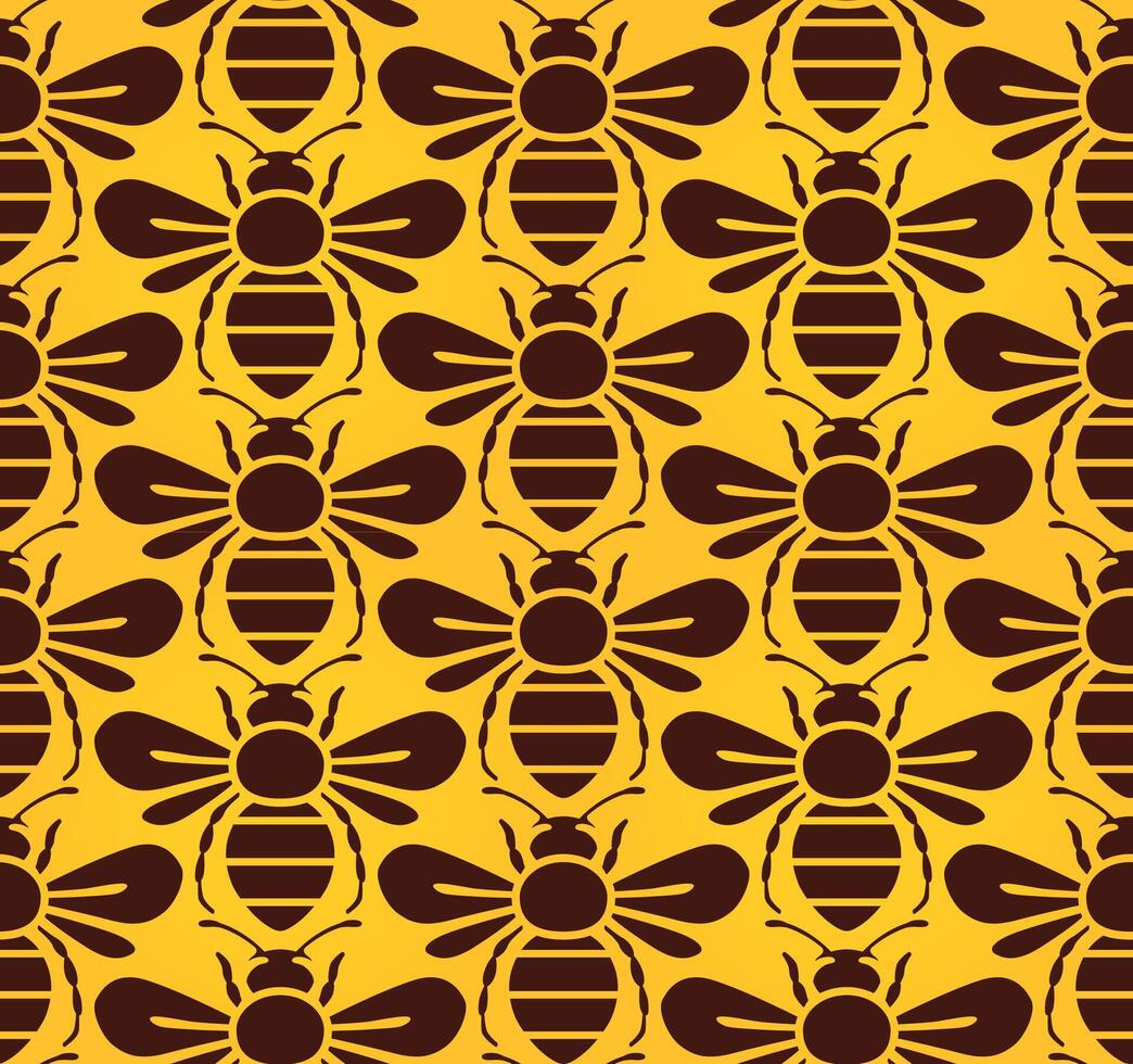 bee seamless pattern color background vector
