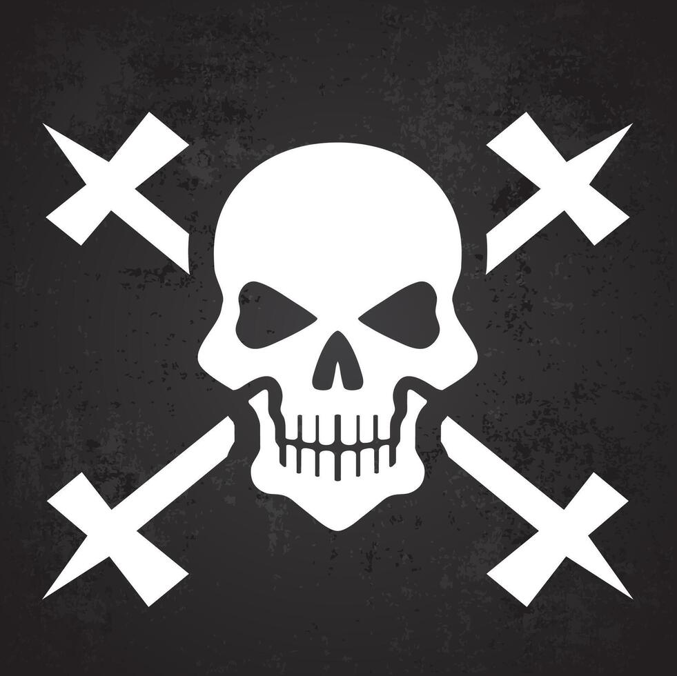 skull pirate symbol on grunge background illustration vector