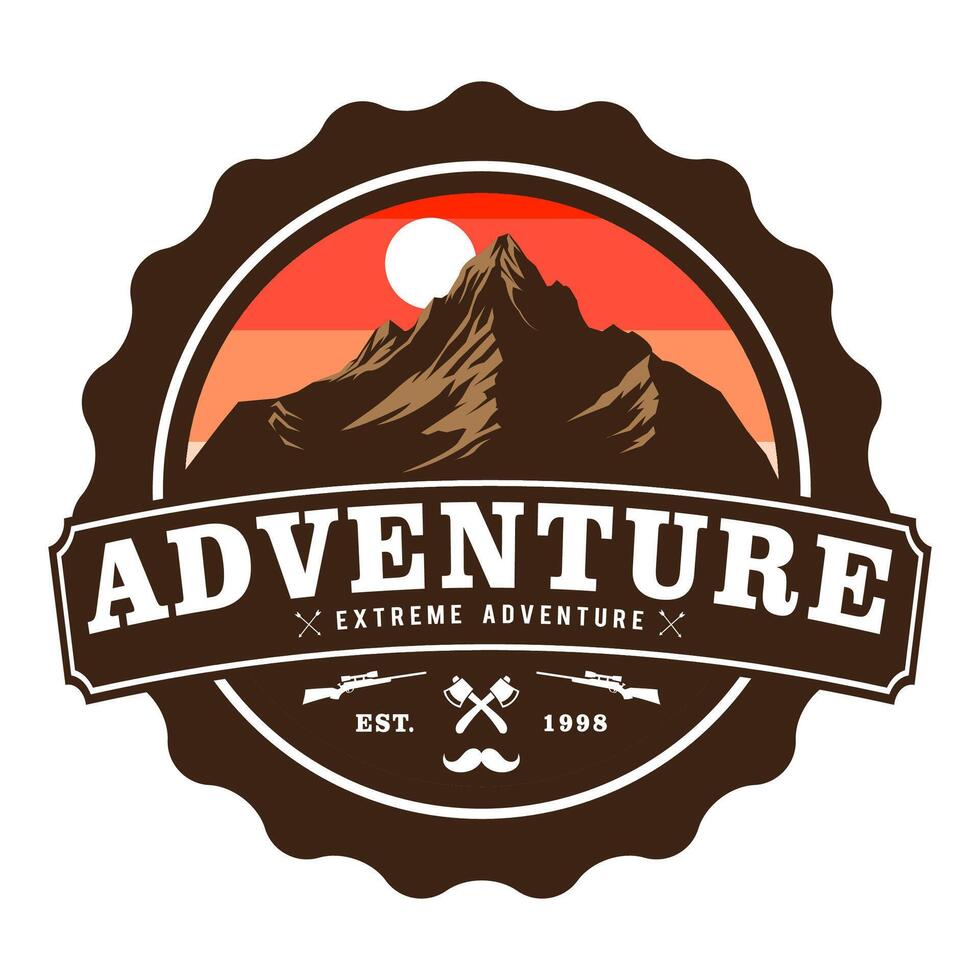 Vintage adventure label, badge, emblem, stamp or tee print design vector