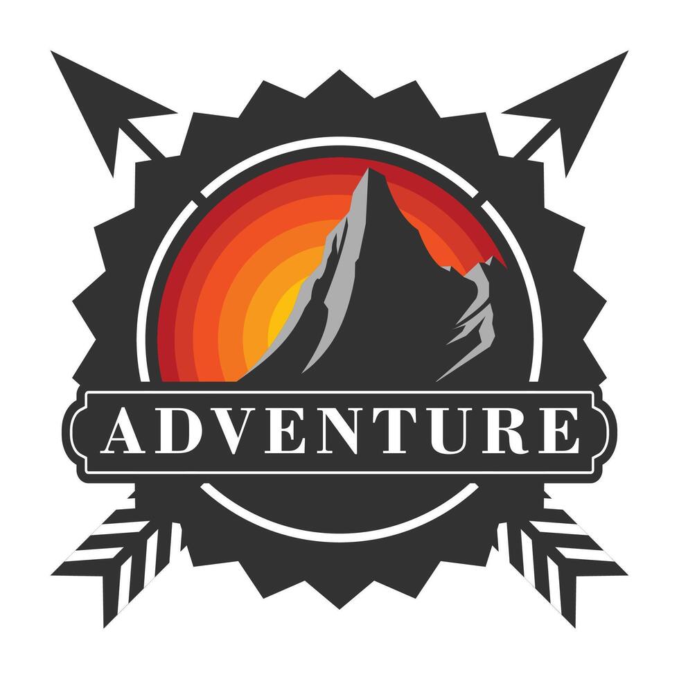 Adventure label, emblem, badge and design element illustration. vector