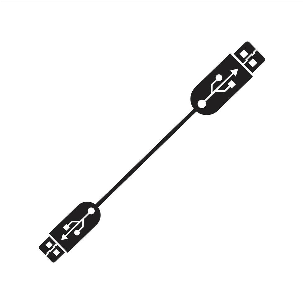USB cable illustration. data transfer and charger cord. USB icon set and symbol. USB data cable outline icon, charging cable linear icon, USB data transfer cable adapter icon with editable stroke vector