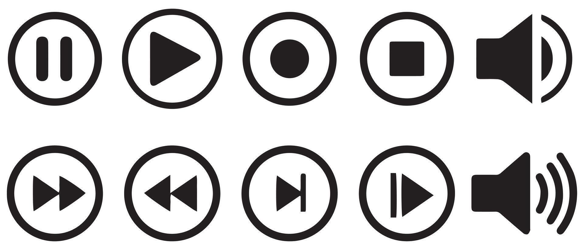 Black button set. Play button icon concept. Illustration EPS 10 vector