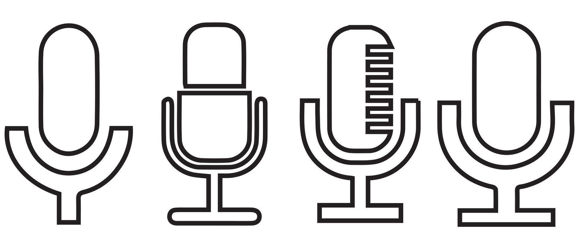 Outline microphone set. Multimedia and Audio Icons Set vector