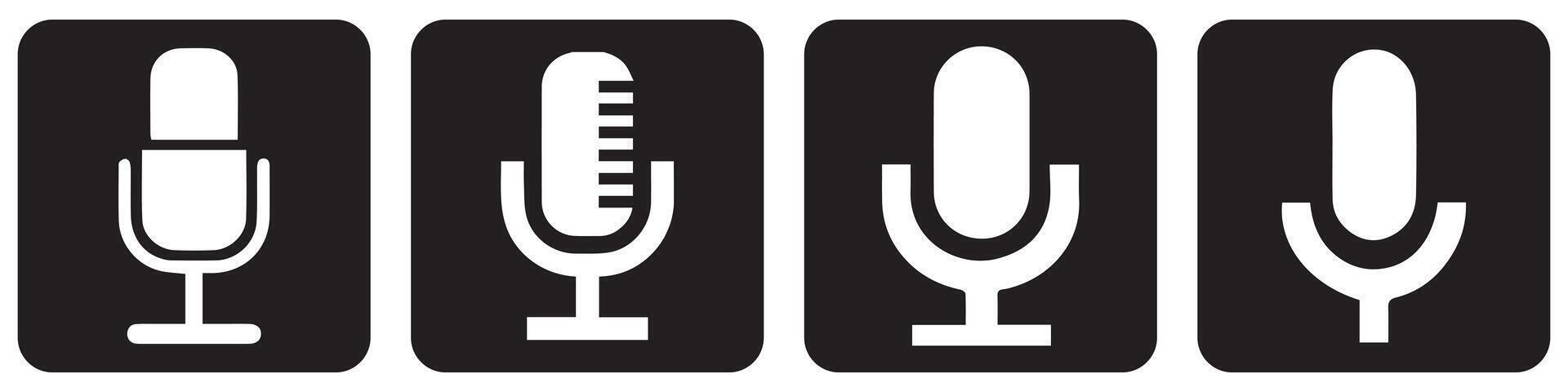Black microphone collection set vector