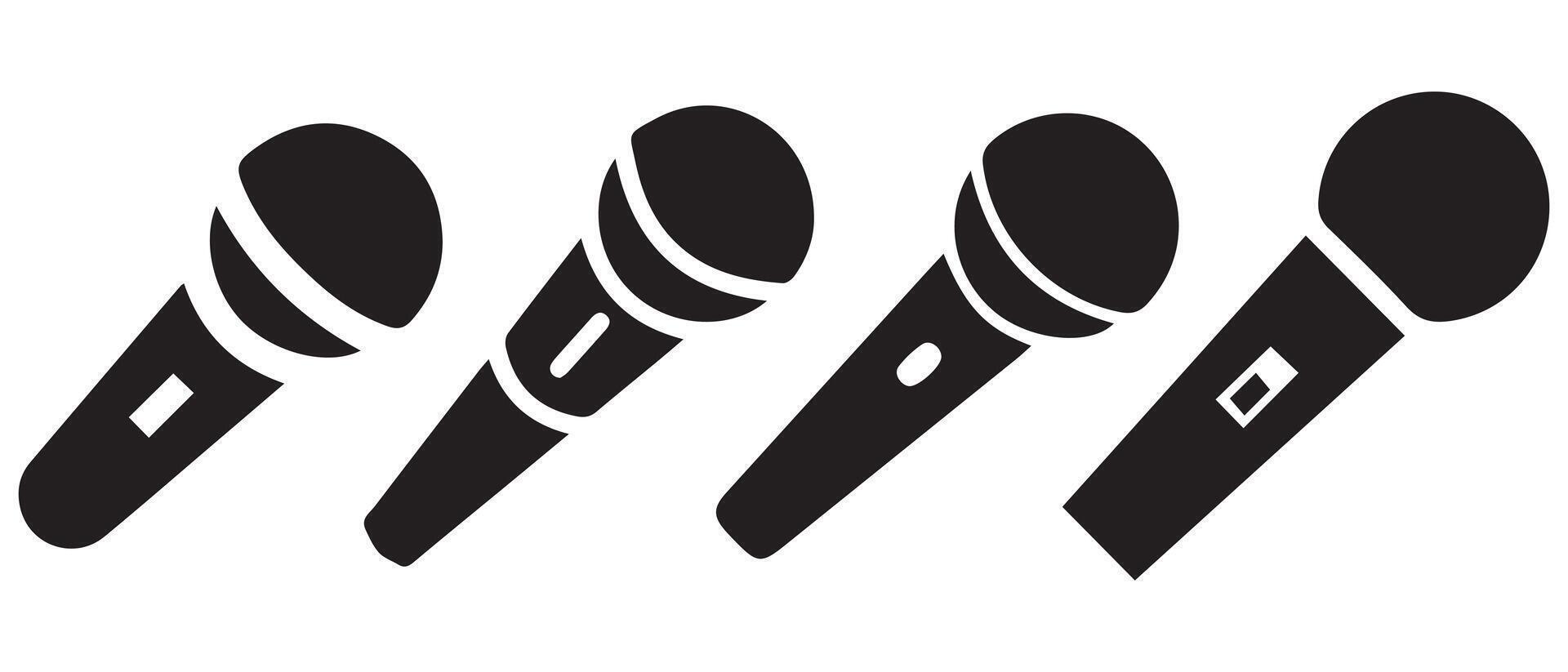 Microphone icon set. Music record symbol vector