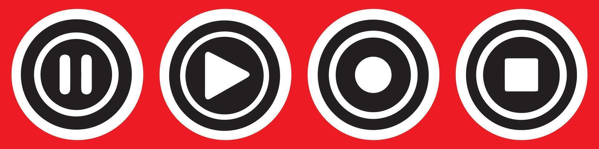 Music start sign. Play and pause buttons sign. Play and pause buttons symbol. Media player icon set. Music player icon set. EPS 10 vector