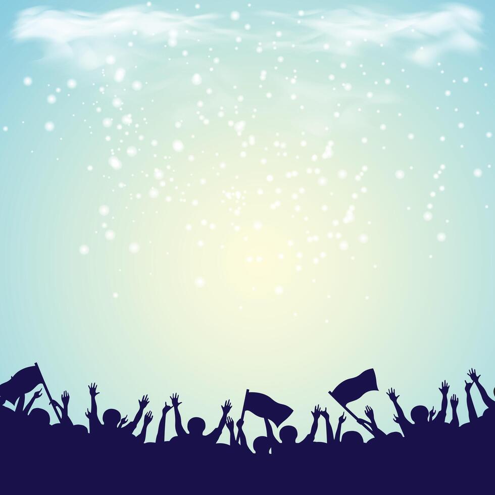 Crowd sky blue and light, support group, crowd people, abstract gradient, background vector