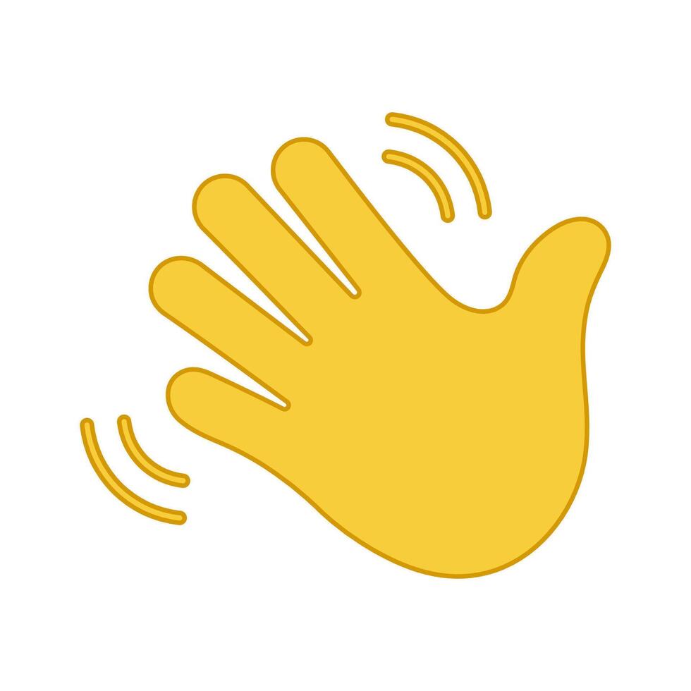 Waving Hand Emoji Icon. Friendly Greeting Sign. Gesture of Hello or Goodbye Symbol. Isolated Illustration vector