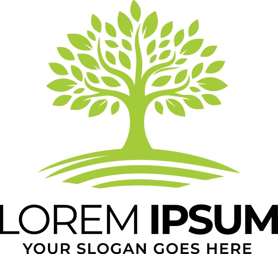 Tree symbol design, leafy green logo vector