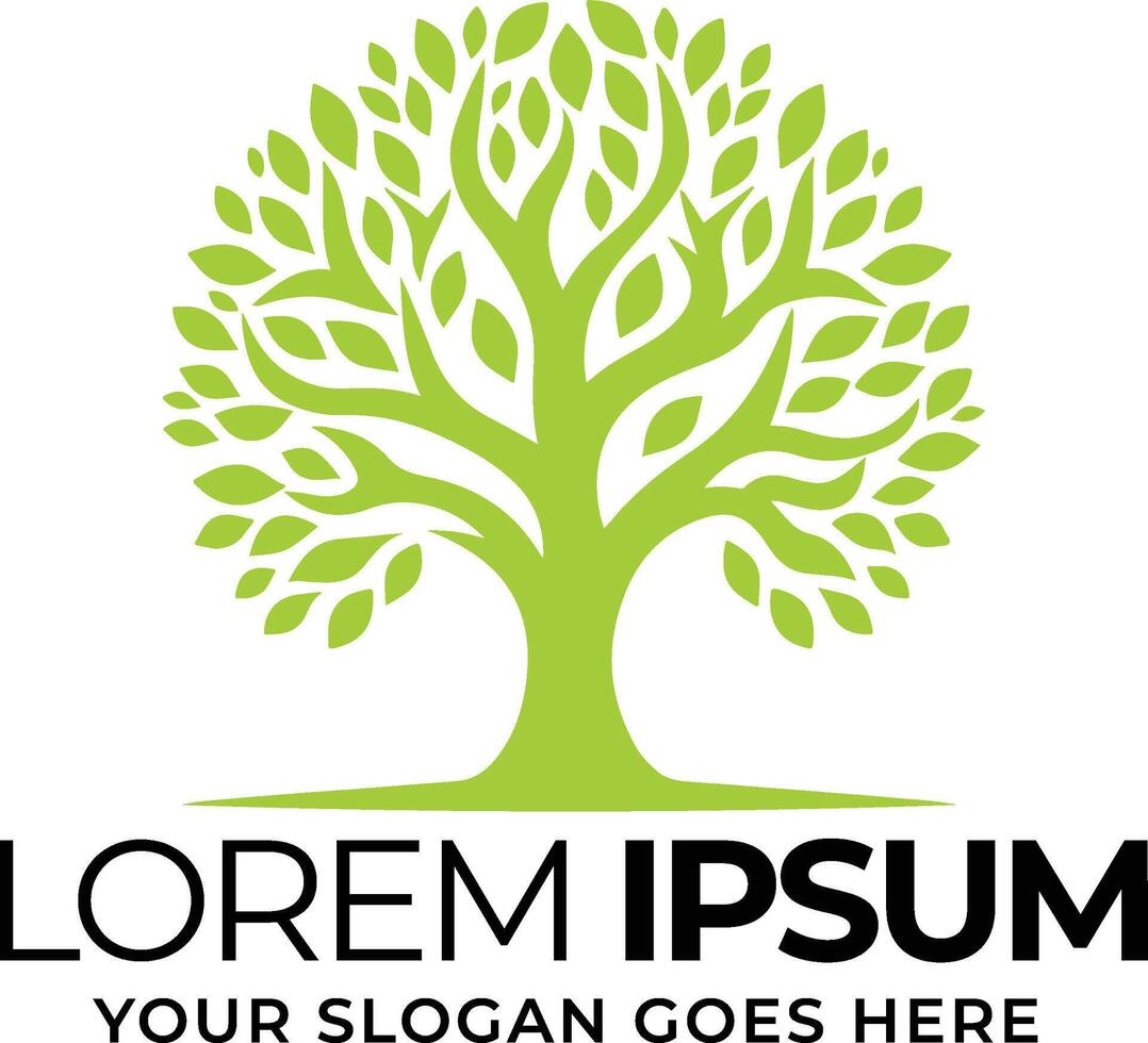 Logo design of green leafy tree vector