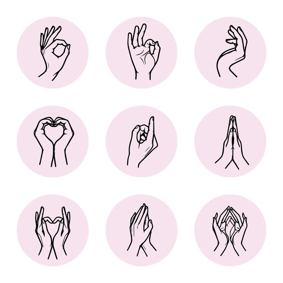 Hand drawn sign language collection vector
