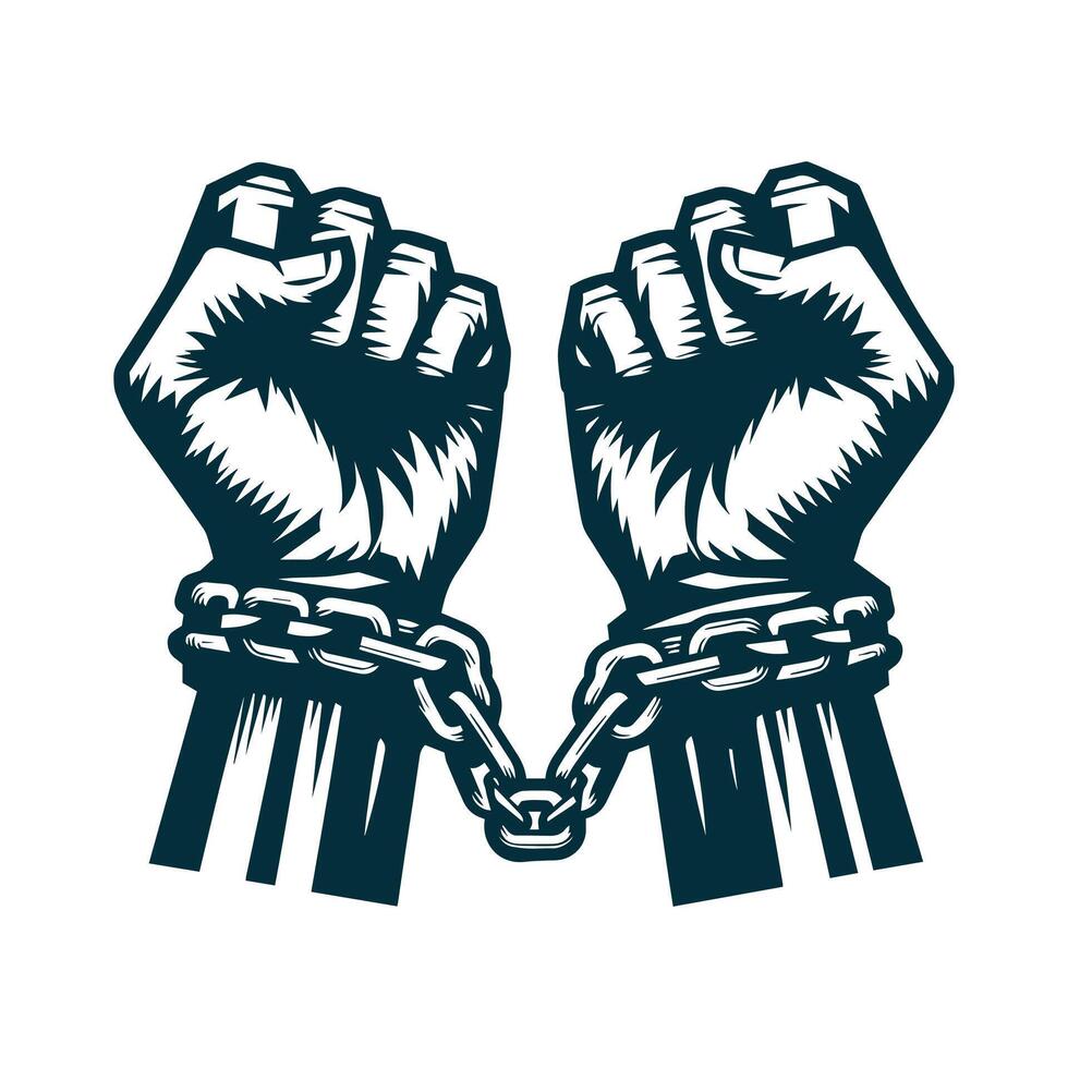 Broken hand chain freedom design illustration. vector
