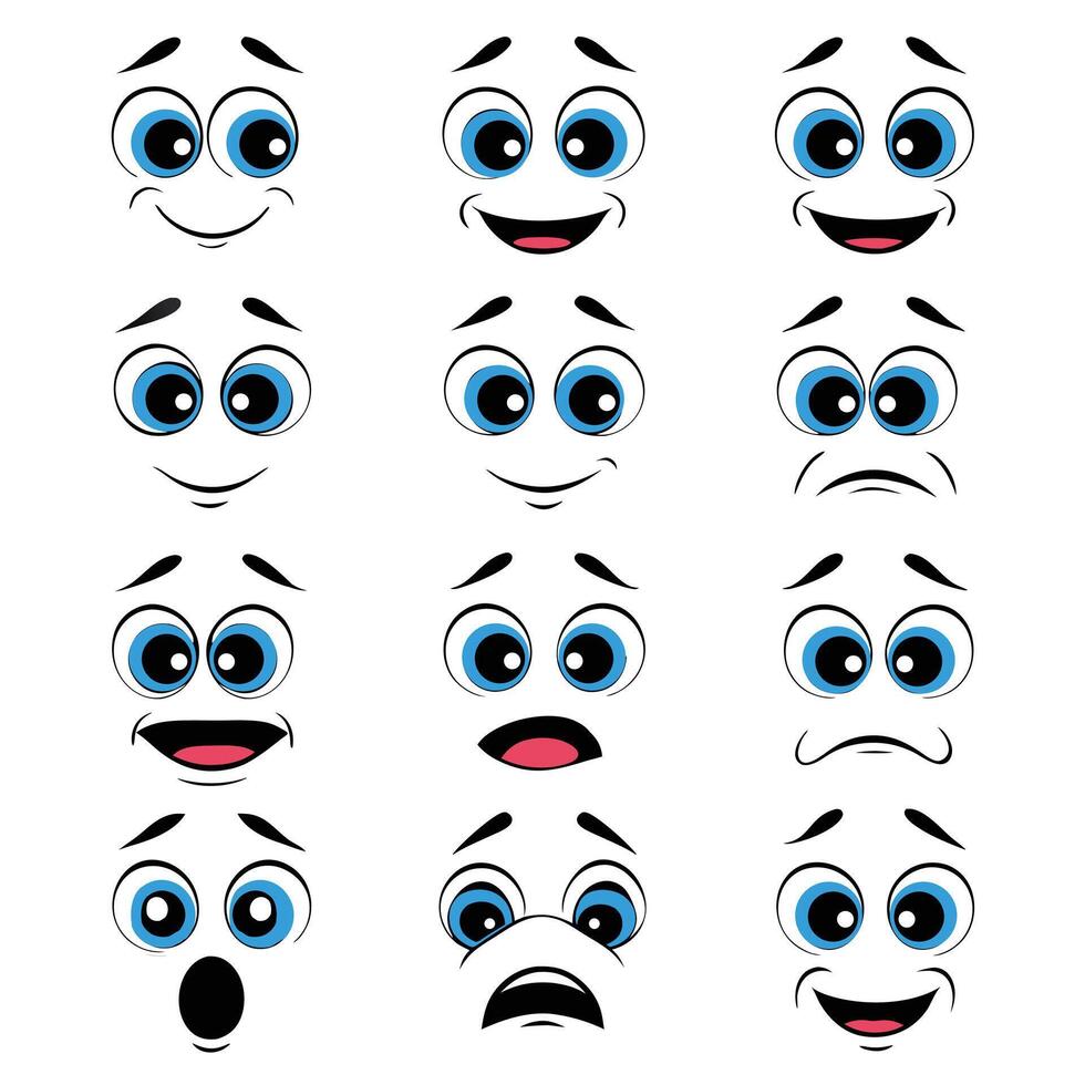 Hand Drawn Cartoon Facial Expression Illustration On An Isolated Background vector