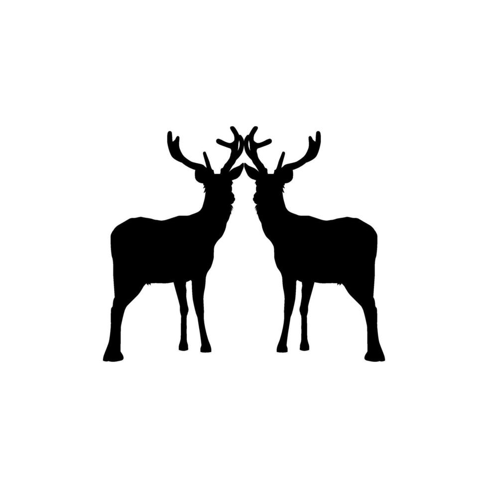 Silhouette of the Pair Deer. Flat style, can use for Logo Gram, Emblem, Animal Illustration, Pictogram, or for Graphic Design Element. BW vector
