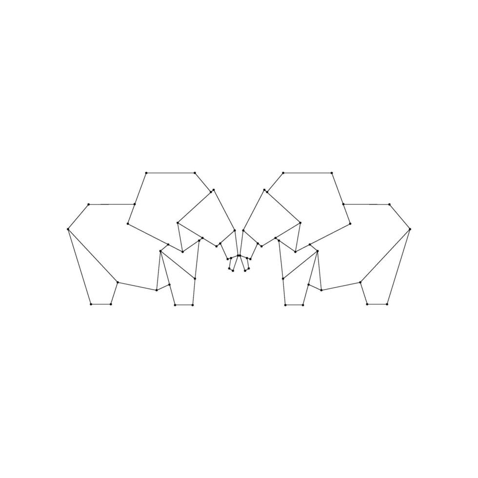 Pair Elephant Polygonal Lines, can use for Logo, Pictogram, Animal Figure, Website, Apps, or Graphic Design Element, lineart vector