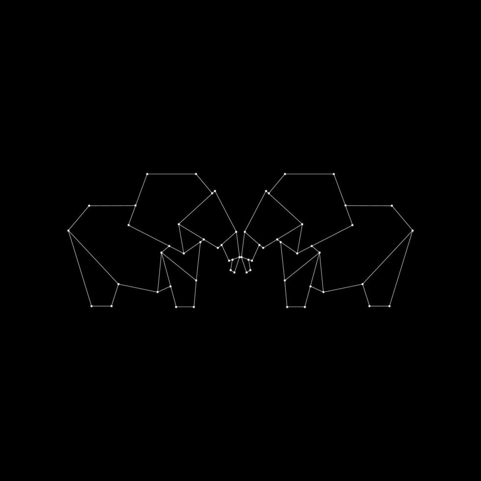 Pair Elephant Polygonal Lines, can use for Logo, Pictogram, Animal Figure, Website, Apps, or Graphic Design Element. in BW vector