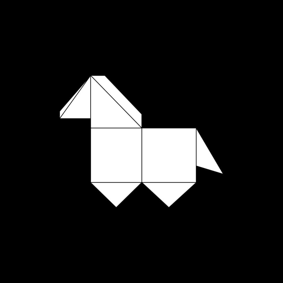 Horse Shape Inspired by Origami Form, can use for Logo, Pictogram, Animal Figure, Website, Apps, or Graphic Design Element. BW vector