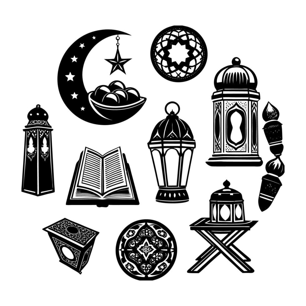 Islamic Elements Illustration Set for Ramadan and Eid Decoration vector