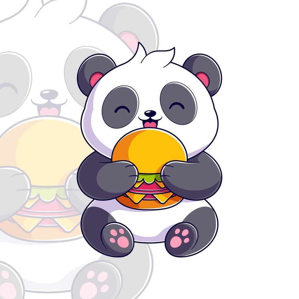Pandas love to eat burgers vector