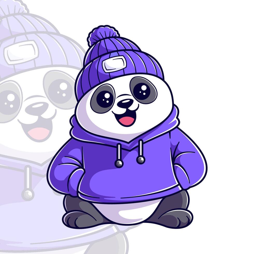 Panda wearing a purple jacket vector