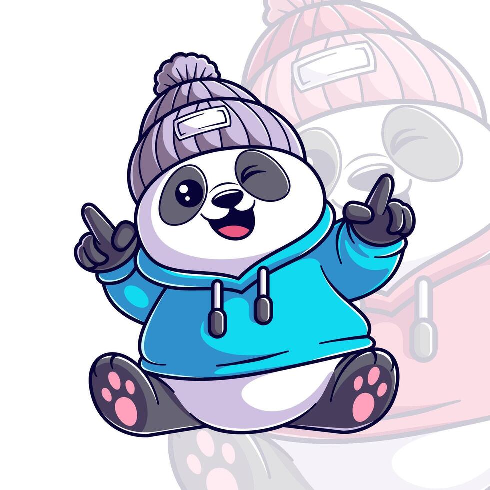 Panda wearing a blue jacket vector