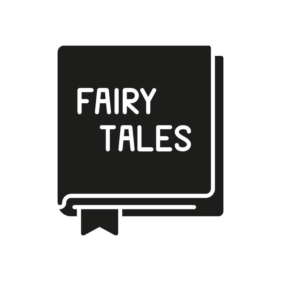 Fairy Tales Book Silhouette Icon. Bedtime Storybook For Nighttime Reading Glyph Symbol. Magical Bedtime Story For Children. Isolated Illustration vector
