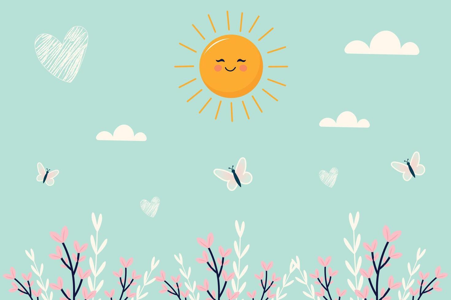 spring sunny day flat illustration vector