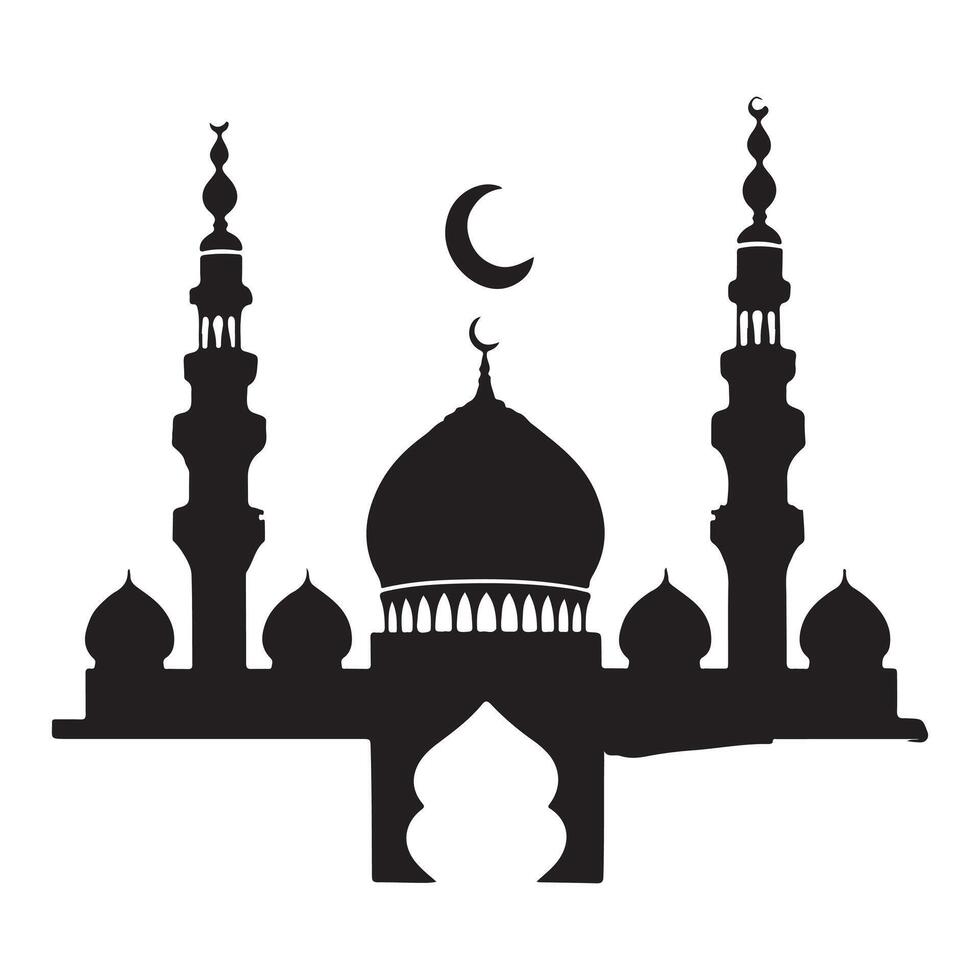 Beautiful mosque silhouette mosque silhouette vector