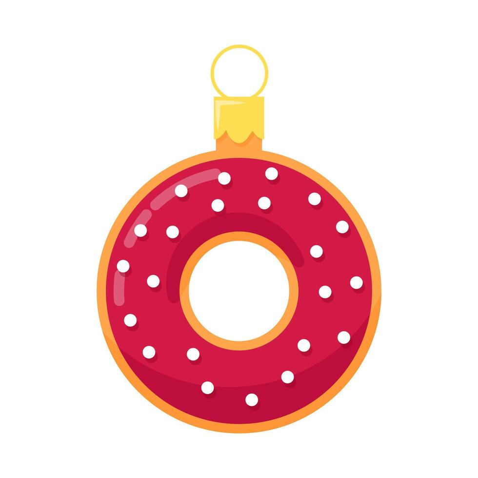 Christmas tree toy donut with pink icing vector